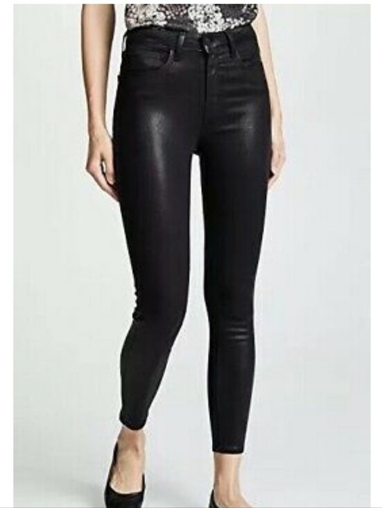 L'AGENCE Denim - L'AGENCE Margot Black Foil Coated Skinny High Rise Jeans
